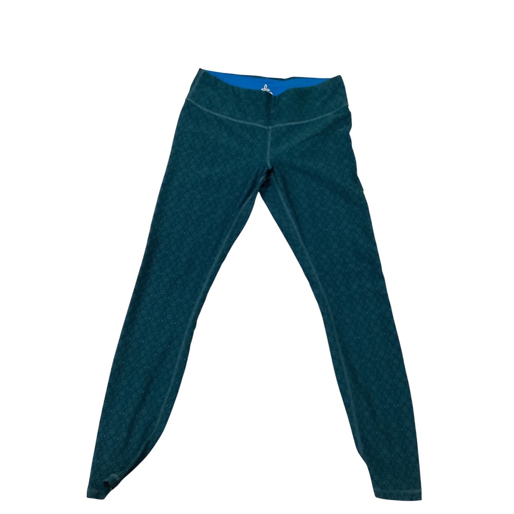 Prana Women Teal Green Geometric Diamond Pattern Yoga Leggings Size Small Active